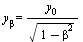 y[beta] = `/`(`*`(y[0]), `*`(sqrt(`+`(1, `-`(`*`(`^`(beta, 2)))))))
